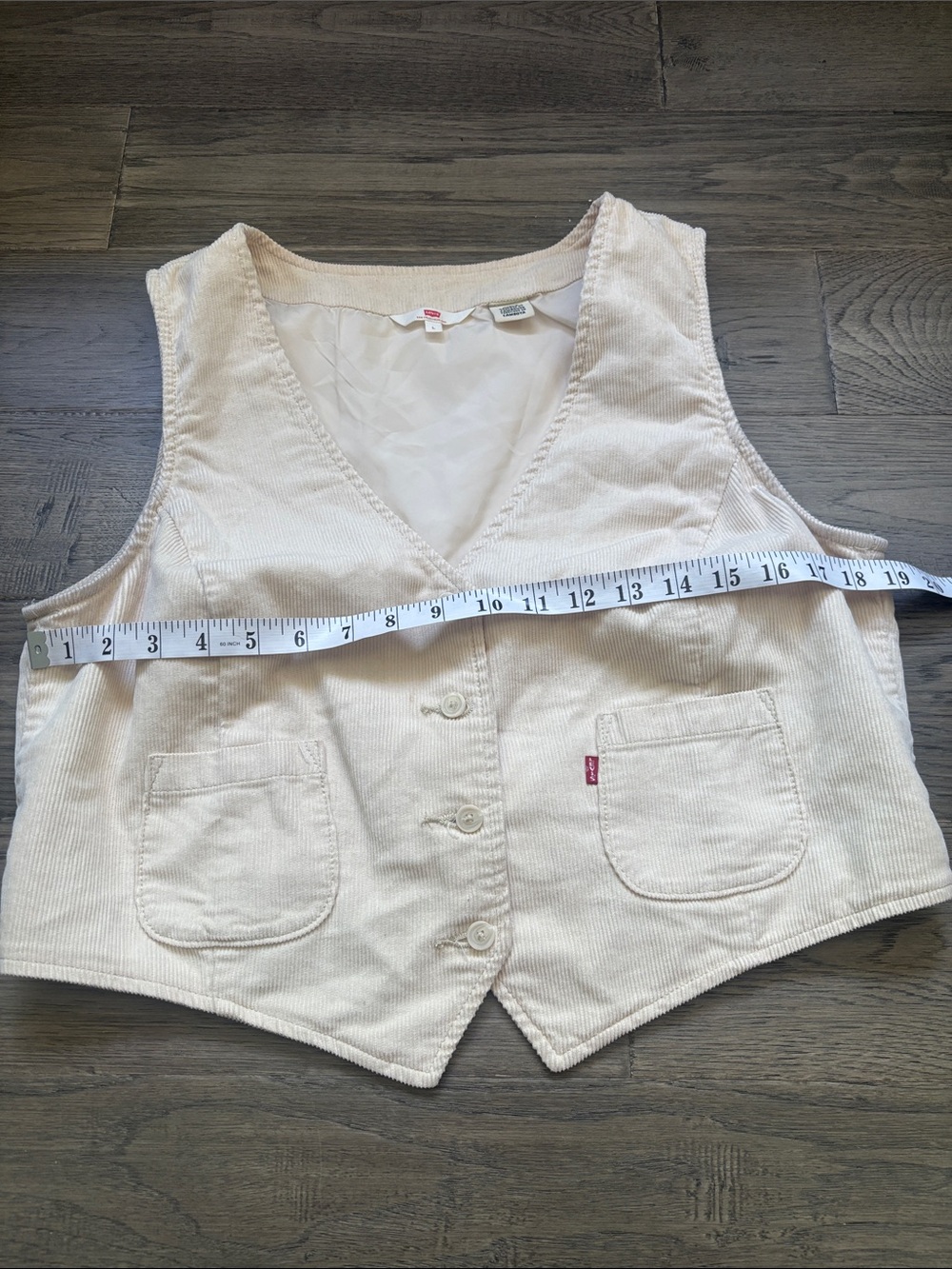 Levi's | Vintage Inspired Tailored Corduroy Vest in Ivory Cream Size Large - Picture 10 of 15